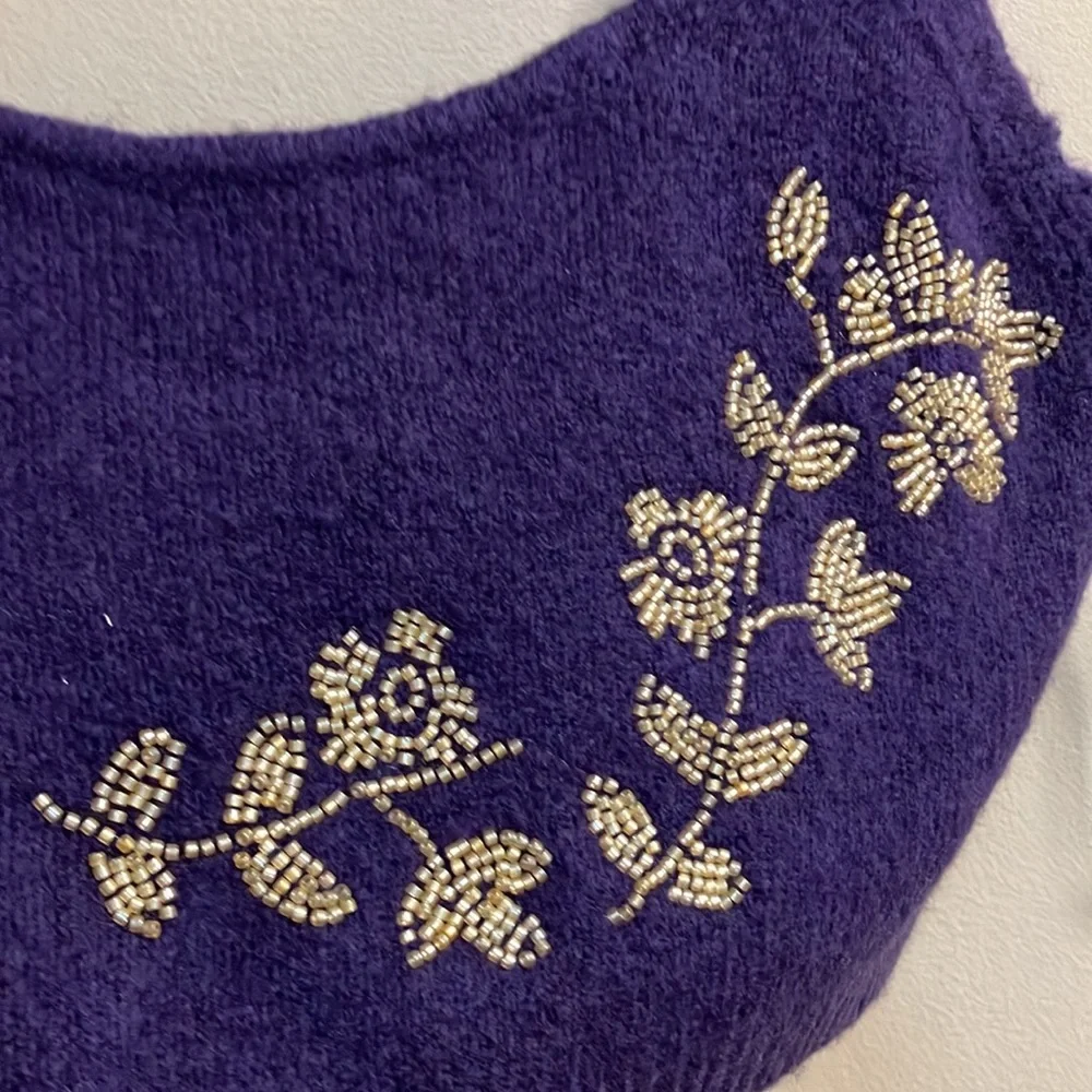 🔥 10 for $100 🔥 Zara beaded knit crop top wool blend purple - Picture 4 of 9